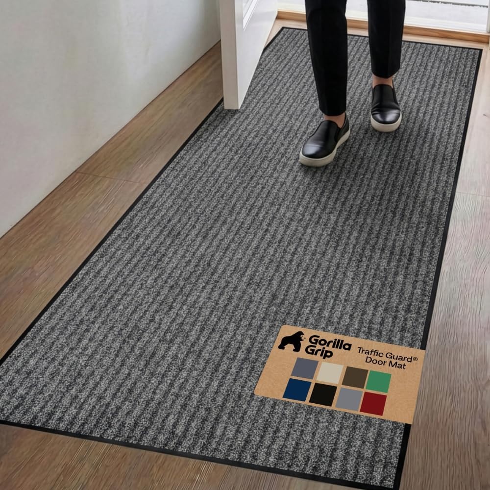 image:imageGORILLA GRIP Waterproof Traffic Guard Door Mat 72x48 Heavy Duty Entryway Floor Mats Strong Backing Commercial Utility Rugs Office Hallway Garage Home Low Profile Carpet Runner BlackGrey