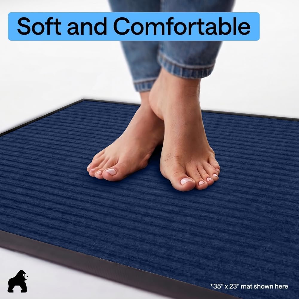 image:imageGORILLA GRIP Waterproof Traffic Guard Door Mat 72x48 Heavy Duty Entryway Floor Mats Strong Backing Commercial Utility Rugs Office Hallway Garage Home Low Profile Carpet Runner BlackBlue