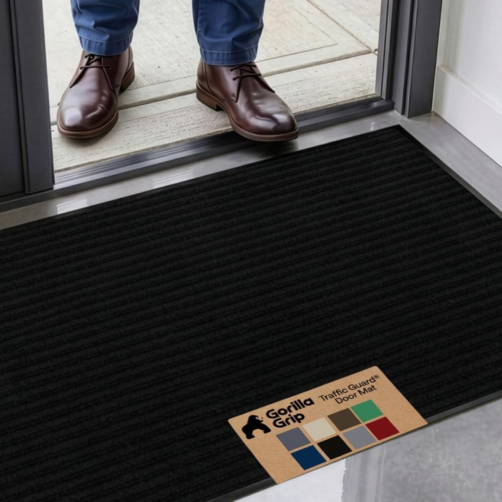 image:imageGORILLA GRIP Waterproof Traffic Guard Door Mat 72x48 Heavy Duty Entryway Floor Mats Strong Backing Commercial Utility Rugs Office Hallway Garage Home Low Profile Carpet Runner BlackBlack