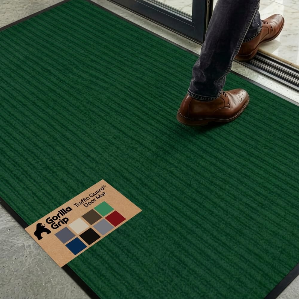 image:imageGORILLA GRIP Waterproof Traffic Guard Door Mat 72x48 Heavy Duty Entryway Floor Mats Strong Backing Commercial Utility Rugs Office Hallway Garage Home Low Profile Carpet Runner BlackGreen