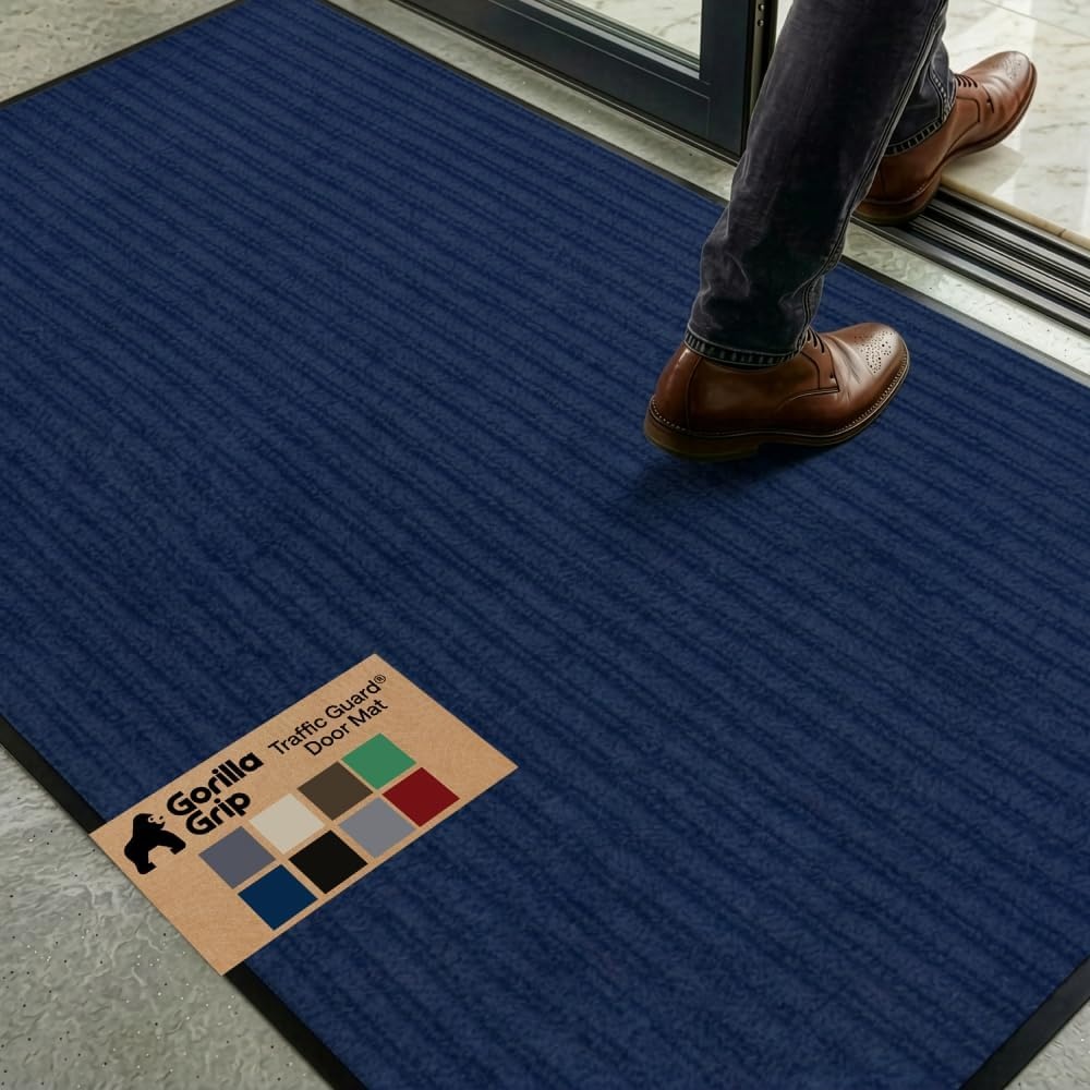 image:imageGORILLA GRIP Waterproof Traffic Guard Door Mat 72x48 Heavy Duty Entryway Floor Mats Strong Backing Commercial Utility Rugs Office Hallway Garage Home Low Profile Carpet Runner BlackBlue