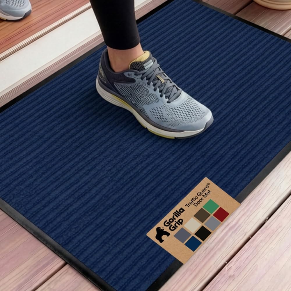 image:imageGORILLA GRIP Waterproof Traffic Guard Door Mat 72x48 Heavy Duty Entryway Floor Mats Strong Backing Commercial Utility Rugs Office Hallway Garage Home Low Profile Carpet Runner BlackBlue