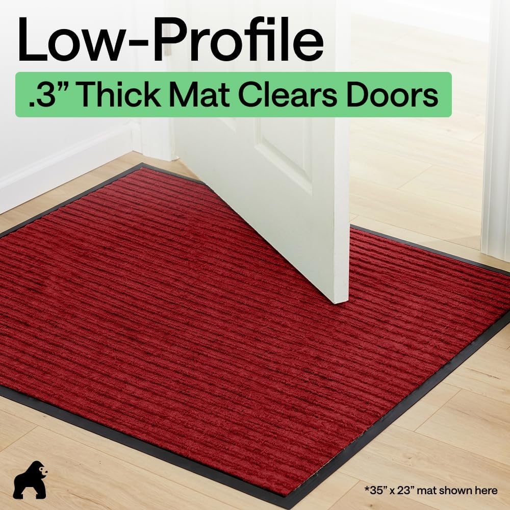 image:imageGORILLA GRIP Waterproof Traffic Guard Door Mat 72x48 Heavy Duty Entryway Floor Mats Strong Backing Commercial Utility Rugs Office Hallway Garage Home Low Profile Carpet Runner BlackRed