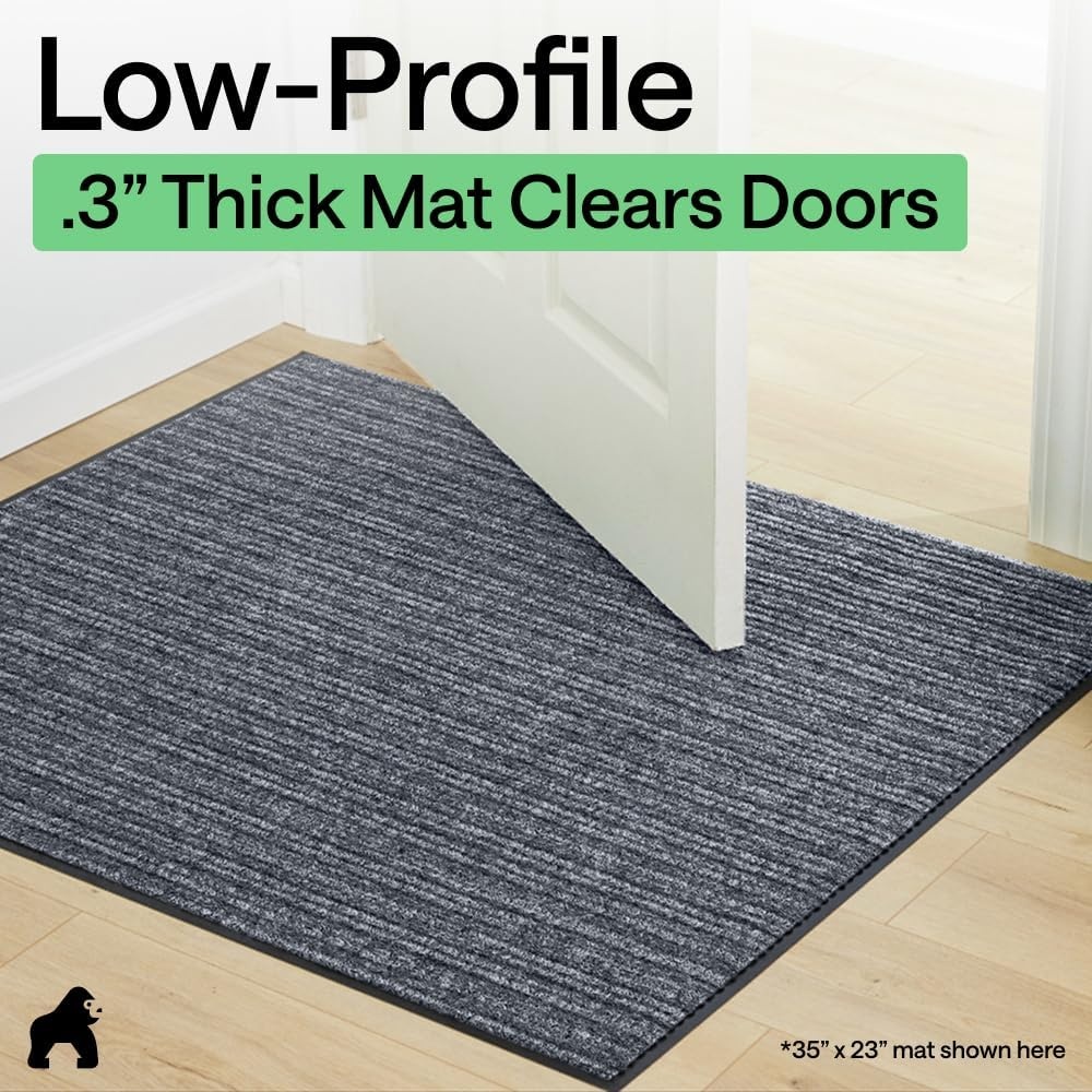image:imageGORILLA GRIP Waterproof Traffic Guard Door Mat 72x48 Heavy Duty Entryway Floor Mats Strong Backing Commercial Utility Rugs Office Hallway Garage Home Low Profile Carpet Runner BlackGrey