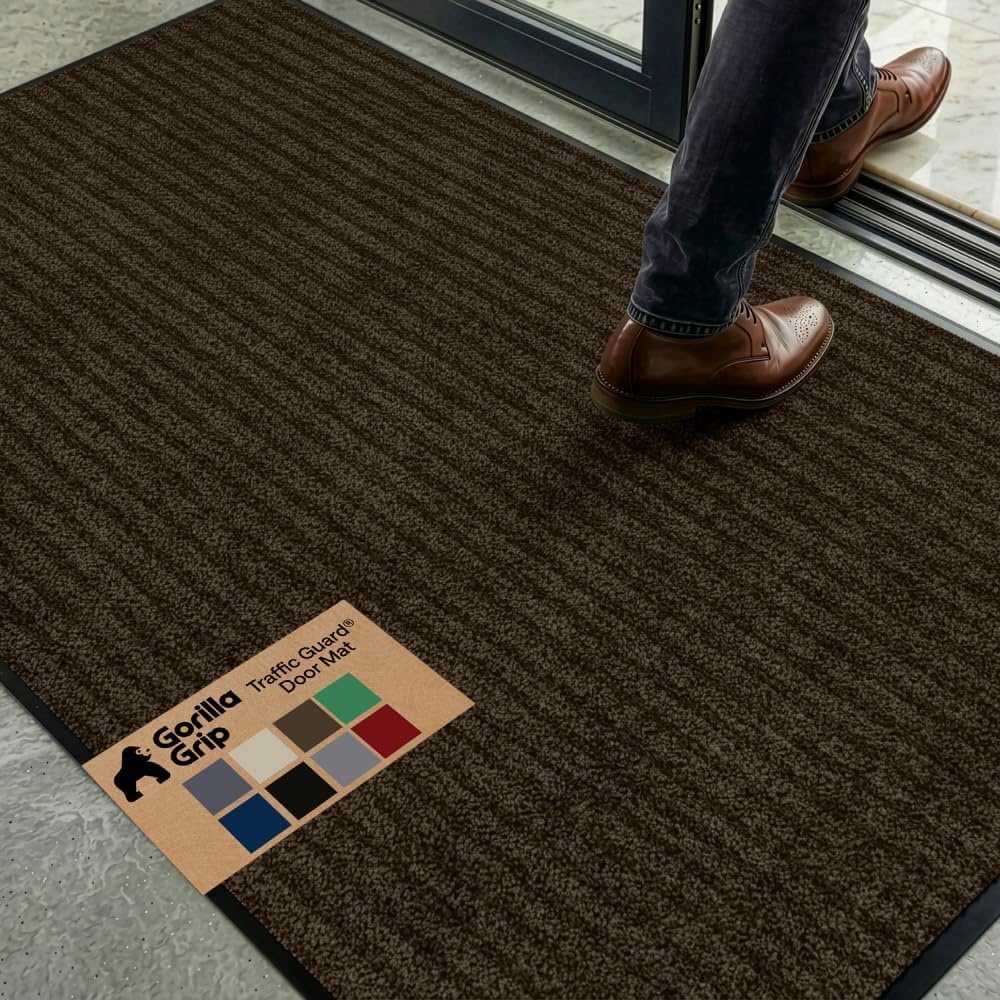 image:imageGORILLA GRIP Waterproof Traffic Guard Door Mat 72x48 Heavy Duty Entryway Floor Mats Strong Backing Commercial Utility Rugs Office Hallway Garage Home Low Profile Carpet Runner BlackBrown