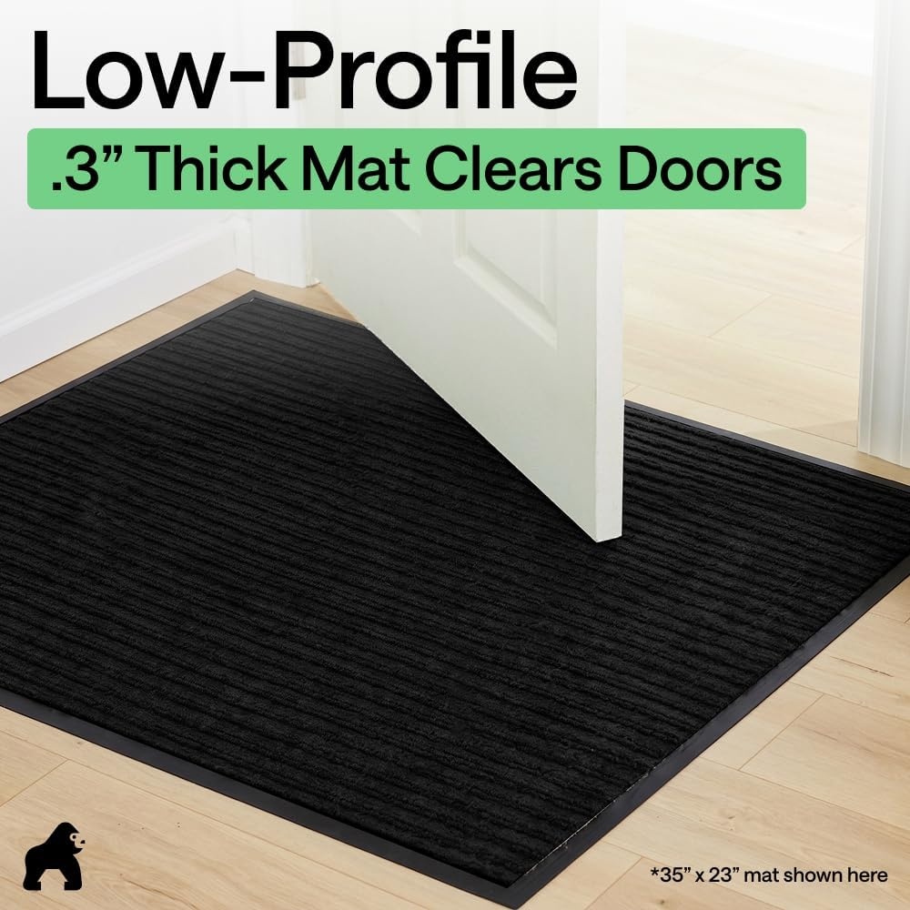 image:imageGORILLA GRIP Waterproof Traffic Guard Door Mat 72x48 Heavy Duty Entryway Floor Mats Strong Backing Commercial Utility Rugs Office Hallway Garage Home Low Profile Carpet Runner BlackBlack