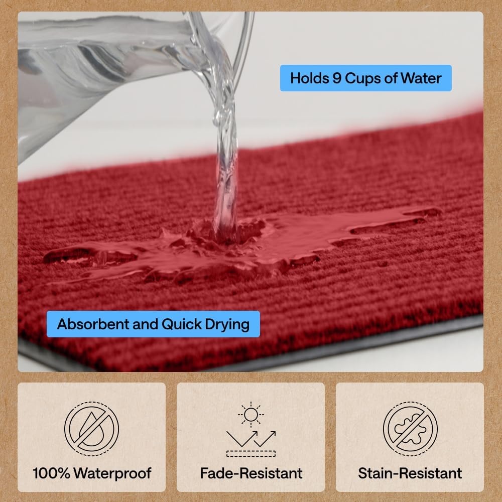 image:imageGORILLA GRIP Waterproof Traffic Guard Door Mat 72x48 Heavy Duty Entryway Floor Mats Strong Backing Commercial Utility Rugs Office Hallway Garage Home Low Profile Carpet Runner BlackRed