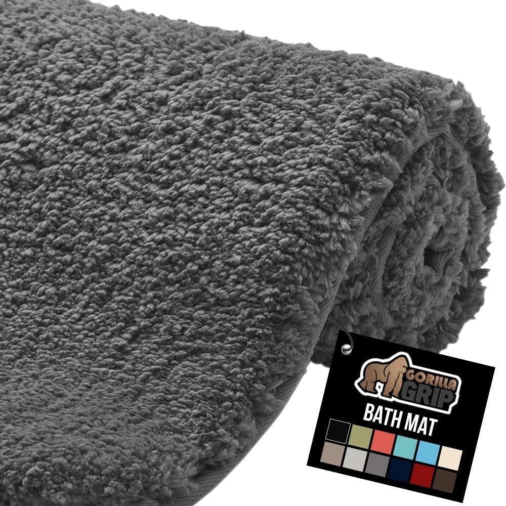 image:imageGORILLA GRIP Bathroom Rugs Ultra Soft Absorbent Mat Thick Plush Bath Rug Machine Washable Microfiber Quick Dry Mats for Shower Bathtub and Floor Home Decor Accessories 24x17 IvoryCharcoal