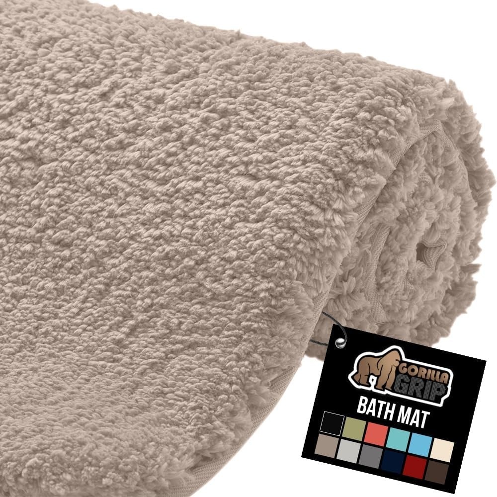 image:imageGORILLA GRIP Bathroom Rugs Ultra Soft Absorbent Mat Thick Plush Bath Rug Machine Washable Microfiber Quick Dry Mats for Shower Bathtub and Floor Home Decor Accessories 24x17 IvoryBeige