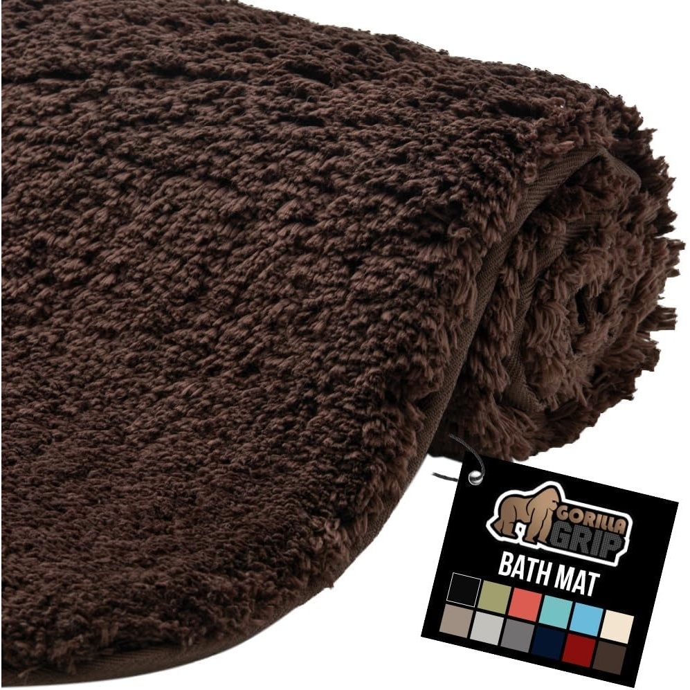 image:imageGORILLA GRIP Bathroom Rugs Ultra Soft Absorbent Mat Thick Plush Bath Rug Machine Washable Microfiber Quick Dry Mats for Shower Bathtub and Floor Home Decor Accessories 24x17 IvoryBrown