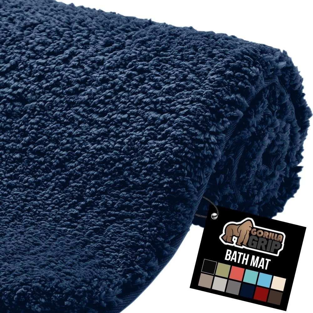 image:imageGORILLA GRIP Bathroom Rugs Ultra Soft Absorbent Mat Thick Plush Bath Rug Machine Washable Microfiber Quick Dry Mats for Shower Bathtub and Floor Home Decor Accessories 24x17 IvoryNavy Blue