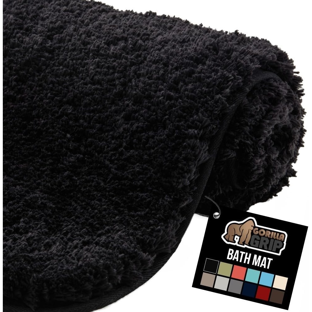 image:imageGORILLA GRIP Bathroom Rugs Ultra Soft Absorbent Mat Thick Plush Bath Rug Machine Washable Microfiber Quick Dry Mats for Shower Bathtub and Floor Home Decor Accessories 24x17 IvoryBlack