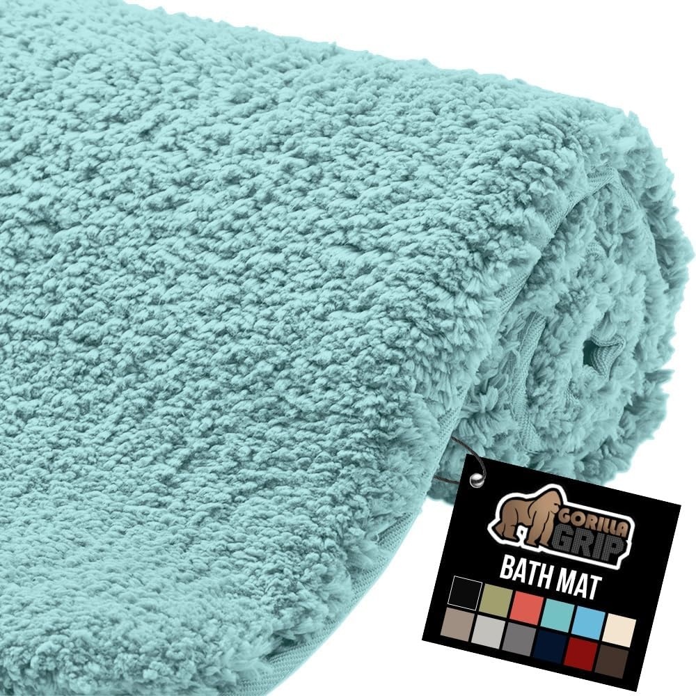 image:imageGORILLA GRIP Bathroom Rugs Ultra Soft Absorbent Mat Thick Plush Bath Rug Machine Washable Microfiber Quick Dry Mats for Shower Bathtub and Floor Home Decor Accessories 24x17 IvorySpa Blue