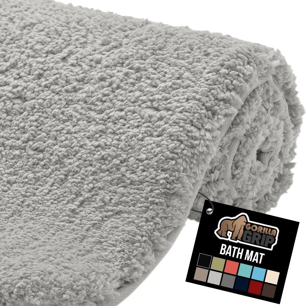 image:imageGORILLA GRIP Bathroom Rugs Ultra Soft Absorbent Mat Thick Plush Bath Rug Machine Washable Microfiber Quick Dry Mats for Shower Bathtub and Floor Home Decor Accessories 24x17 IvoryLight Gray