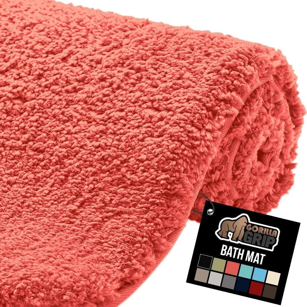 image:imageGORILLA GRIP Bathroom Rugs Ultra Soft Absorbent Mat Thick Plush Bath Rug Machine Washable Microfiber Quick Dry Mats for Shower Bathtub and Floor Home Decor Accessories 24x17 IvoryCoral