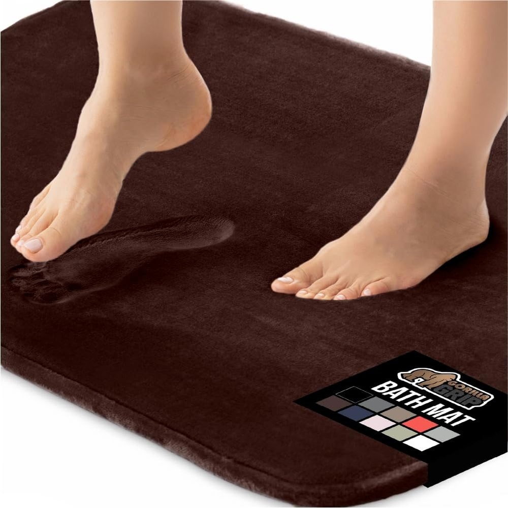 image:imageGORILLA GRIP Thick Memory Foam Toilet Rug for Bathroom U Shaped Washable Soft Absorbent Velvet Topside Floor Mats Machine Wash Cushioned Luxury Rugs for Bath Room 225x195 Graphite GrayBrown