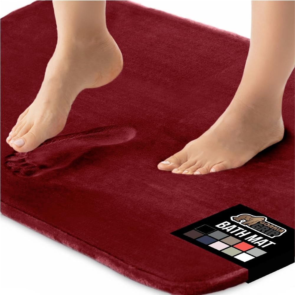 image:imageGORILLA GRIP Thick Memory Foam Toilet Rug for Bathroom U Shaped Washable Soft Absorbent Velvet Topside Floor Mats Machine Wash Cushioned Luxury Rugs for Bath Room 225x195 Graphite GrayBurgundy