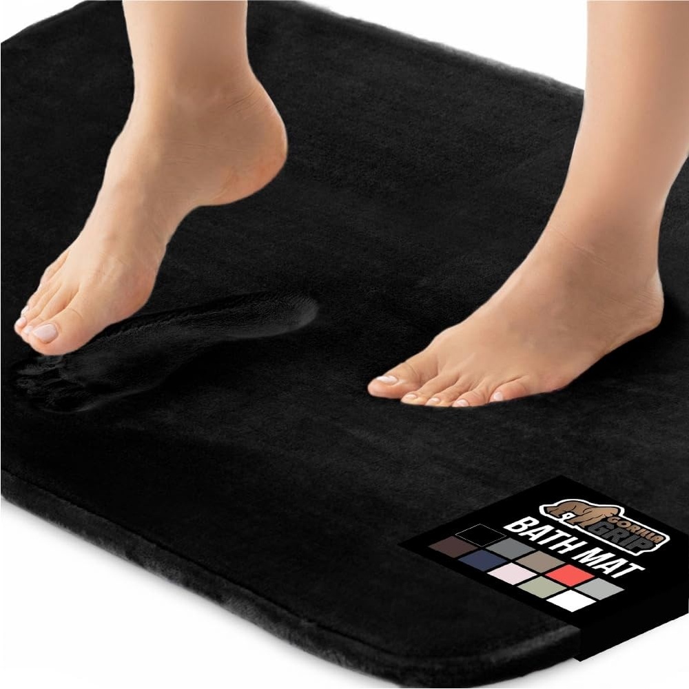 image:imageGORILLA GRIP Thick Memory Foam Toilet Rug for Bathroom U Shaped Washable Soft Absorbent Velvet Topside Floor Mats Machine Wash Cushioned Luxury Rugs for Bath Room 225x195 Graphite GrayBlack