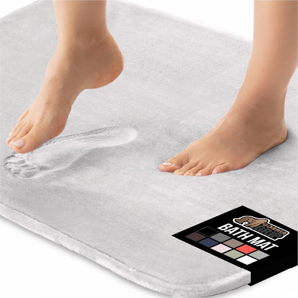 image:imageGORILLA GRIP Thick Memory Foam Toilet Rug for Bathroom U Shaped Washable Soft Absorbent Velvet Topside Floor Mats Machine Wash Cushioned Luxury Rugs for Bath Room 225x195 Graphite GrayLight Gray