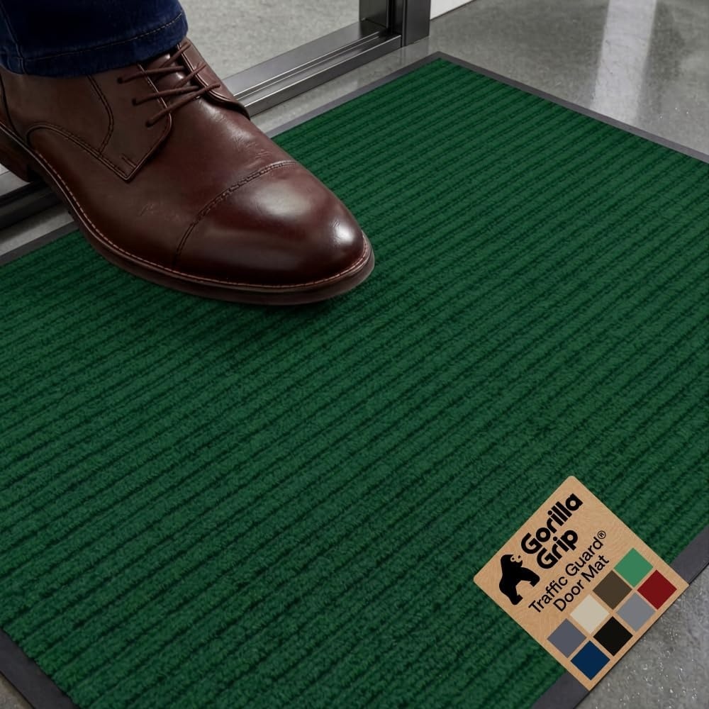 image:imageGORILLA GRIP Waterproof Traffic Guard Door Mat 72x48 Heavy Duty Entryway Floor Mats Strong Backing Commercial Utility Rugs Office Hallway Garage Home Low Profile Carpet Runner BlackGreen