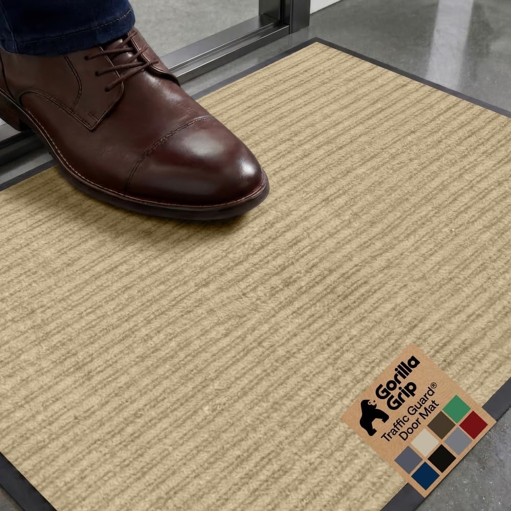 image:imageGORILLA GRIP Waterproof Traffic Guard Door Mat 72x48 Heavy Duty Entryway Floor Mats Strong Backing Commercial Utility Rugs Office Hallway Garage Home Low Profile Carpet Runner BlackBeige