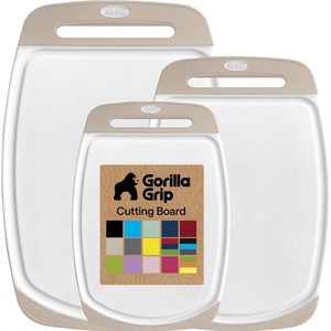 image:imageGORILLA GRIP BPAFree Reversible Kitchen Cutting Board Set of 3 US Designed Nonporous Juice Grooves Catch Liquid Slip Resistant Border Dishwasher Safe Durable Large Food Chopping Boards BlackAlmondWhite