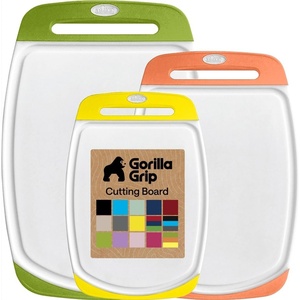 image:imageGORILLA GRIP BPAFree Reversible Kitchen Cutting Board Set of 3 US Designed Nonporous Juice Grooves Catch Liquid Slip Resistant Border Dishwasher Safe Durable Large Food Chopping Boards BlackLimeOrangeLemon
