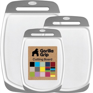 image:imageGORILLA GRIP BPAFree Reversible Kitchen Cutting Board Set of 3 US Designed Nonporous Juice Grooves Catch Liquid Slip Resistant Border Dishwasher Safe Durable Large Food Chopping Boards BlackGrayWhite