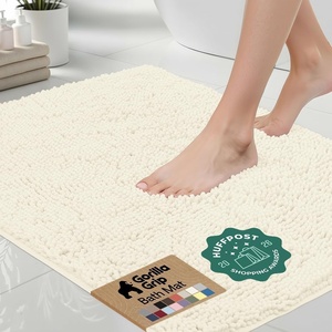 image:imageGORILLA GRIP Bath Rug Mat Thick Soft Absorbent Chenille Quick Dry Microfiber Mats Rubber Backing Machine Washable Shower Floor Rugs Bathroom Bathmat Home Decor Accessories 24x17 GreyIvory
