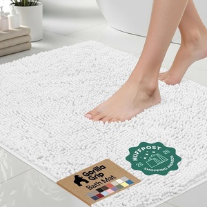 image:imageGORILLA GRIP Bath Rug Mat Thick Soft Absorbent Chenille Quick Dry Microfiber Mats Rubber Backing Machine Washable Shower Floor Rugs Bathroom Bathmat Home Decor Accessories 24x17 GreyWhite