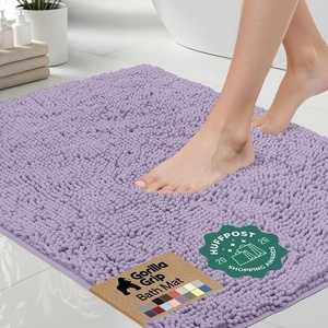 image:imageGORILLA GRIP Bath Rug Mat Thick Soft Absorbent Chenille Quick Dry Microfiber Mats Rubber Backing Machine Washable Shower Floor Rugs Bathroom Bathmat Home Decor Accessories 24x17 GreyLight Purple