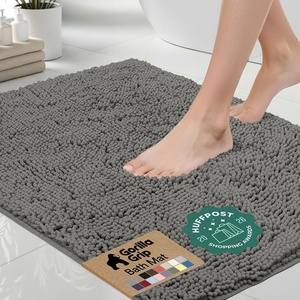image:imageGORILLA GRIP Bath Rug Mat Thick Soft Absorbent Chenille Quick Dry Microfiber Mats Rubber Backing Machine Washable Shower Floor Rugs Bathroom Bathmat Home Decor Accessories 24x17 GreyCharcoal