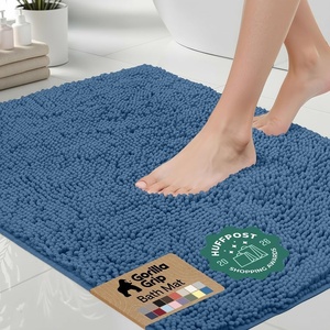 image:imageGORILLA GRIP Bath Rug Mat Thick Soft Absorbent Chenille Quick Dry Microfiber Mats Rubber Backing Machine Washable Shower Floor Rugs Bathroom Bathmat Home Decor Accessories 24x17 GreyBlue