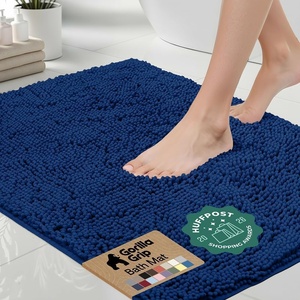 image:imageGORILLA GRIP Bath Rug Mat Thick Soft Absorbent Chenille Quick Dry Microfiber Mats Rubber Backing Machine Washable Shower Floor Rugs Bathroom Bathmat Home Decor Accessories 24x17 GreyRoyal Blue