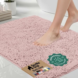 image:imageGORILLA GRIP Bath Rug Mat Thick Soft Absorbent Chenille Quick Dry Microfiber Mats Rubber Backing Machine Washable Shower Floor Rugs Bathroom Bathmat Home Decor Accessories 24x17 GreyDusty Rose