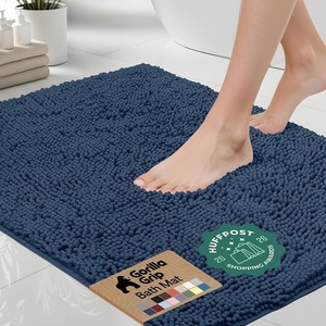 image:imageGORILLA GRIP Bath Rug Mat Thick Soft Absorbent Chenille Quick Dry Microfiber Mats Rubber Backing Machine Washable Shower Floor Rugs Bathroom Bathmat Home Decor Accessories 24x17 GreyNavy