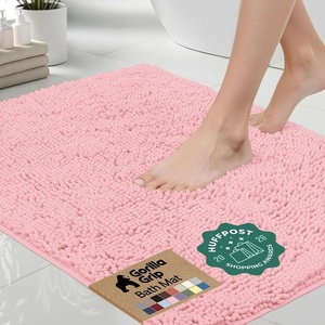 image:imageGORILLA GRIP Bath Rug Mat Thick Soft Absorbent Chenille Quick Dry Microfiber Mats Rubber Backing Machine Washable Shower Floor Rugs Bathroom Bathmat Home Decor Accessories 24x17 GreyLight Pink