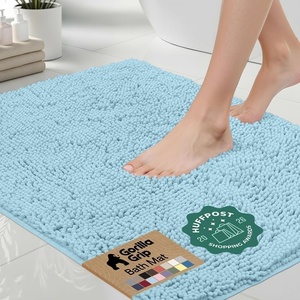 image:imageGORILLA GRIP Bath Rug Mat Thick Soft Absorbent Chenille Quick Dry Microfiber Mats Rubber Backing Machine Washable Shower Floor Rugs Bathroom Bathmat Home Decor Accessories 24x17 GreySky