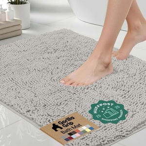 image:imageGORILLA GRIP Bath Rug Mat Thick Soft Absorbent Chenille Quick Dry Microfiber Mats Rubber Backing Machine Washable Shower Floor Rugs Bathroom Bathmat Home Decor Accessories 24x17 GreyLight Gray