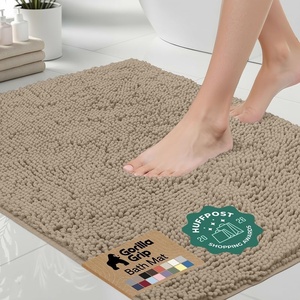image:imageGORILLA GRIP Bath Rug Mat Thick Soft Absorbent Chenille Quick Dry Microfiber Mats Rubber Backing Machine Washable Shower Floor Rugs Bathroom Bathmat Home Decor Accessories 24x17 GreyGray Beige