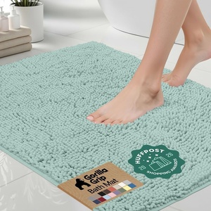image:imageGORILLA GRIP Bath Rug Mat Thick Soft Absorbent Chenille Quick Dry Microfiber Mats Rubber Backing Machine Washable Shower Floor Rugs Bathroom Bathmat Home Decor Accessories 24x17 GreySeablue