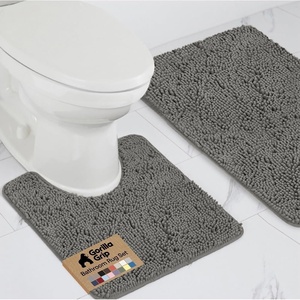 image:imageGORILLA GRIP Bathroom Rug Sets Soft Chenille 2 Piece Area Rugs Set Toilet Base Mat and 30x20 Carpet Absorbent Microfiber Washable Mats Dry Quickly Home Dcor and Bath Room Accessories GreyCharcoal