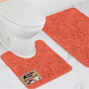 image:imageGORILLA GRIP Bathroom Rug Sets Soft Chenille 2 Piece Area Rugs Set Toilet Base Mat and 30x20 Carpet Absorbent Microfiber Washable Mats Dry Quickly Home Dcor and Bath Room Accessories GreyCoral