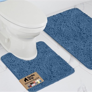 image:imageGORILLA GRIP Bathroom Rug Sets Soft Chenille 2 Piece Area Rugs Set Toilet Base Mat and 30x20 Carpet Absorbent Microfiber Washable Mats Dry Quickly Home Dcor and Bath Room Accessories GreyBlue