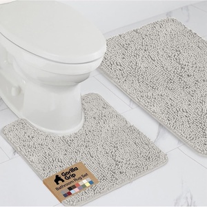 image:imageGORILLA GRIP Bathroom Rug Sets Soft Chenille 2 Piece Area Rugs Set Toilet Base Mat and 30x20 Carpet Absorbent Microfiber Washable Mats Dry Quickly Home Dcor and Bath Room Accessories GreyLight Gray