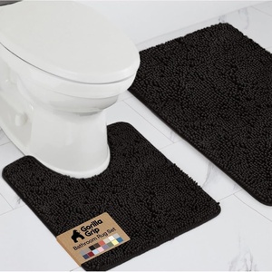 image:imageGORILLA GRIP Bathroom Rug Sets Soft Chenille 2 Piece Area Rugs Set Toilet Base Mat and 30x20 Carpet Absorbent Microfiber Washable Mats Dry Quickly Home Dcor and Bath Room Accessories GreyBlack