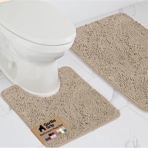 image:imageGORILLA GRIP Bathroom Rug Sets Soft Chenille 2 Piece Area Rugs Set Toilet Base Mat and 30x20 Carpet Absorbent Microfiber Washable Mats Dry Quickly Home Dcor and Bath Room Accessories GreyGray Beige