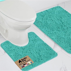 image:imageGORILLA GRIP Bathroom Rug Sets Soft Chenille 2 Piece Area Rugs Set Toilet Base Mat and 30x20 Carpet Absorbent Microfiber Washable Mats Dry Quickly Home Dcor and Bath Room Accessories GreyTurquoise