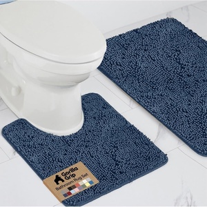 image:imageGORILLA GRIP Bathroom Rug Sets Soft Chenille 2 Piece Area Rugs Set Toilet Base Mat and 30x20 Carpet Absorbent Microfiber Washable Mats Dry Quickly Home Dcor and Bath Room Accessories GreyNavy