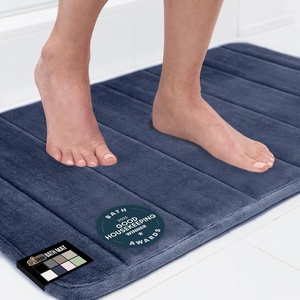 image:imageGORILLA GRIP Memory Foam Bath Mat Soft Absorbent US Designed Bathroom Rug Gripping Dots Machine Washable Bathmat Cushioned Floor Mats Shower Sink Rugs Room Dcor Accessories 24x17 Graphite GrayStriped Navy